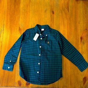 NWT GAP 5T Green & Blue Plaid Button Down Shirt